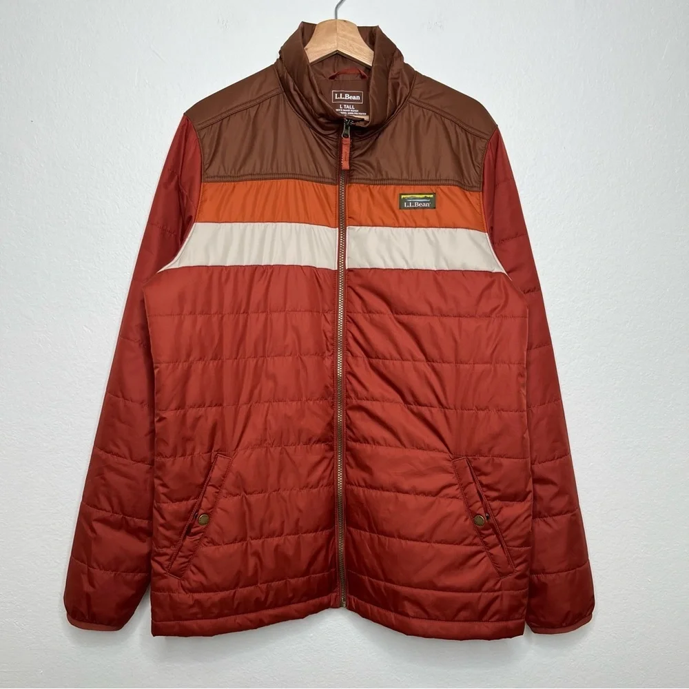 L.L. Bean Orange Mountain Classic Water Repellent Puffer Jacket Color-Block L - Picture 2 of 7